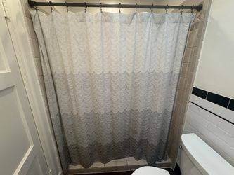 CB2 Crate And Barrel Shower Curtain With Tension Rod And Rings 