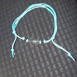 Silver turtle anklet/ turquoise