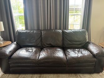 Dark Brown Leather 3-Seat Sofa
