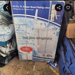 New 3 cubic foot refrigerator still in unopened box
