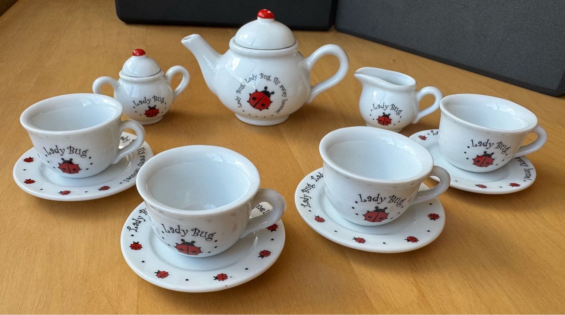 Vintage Schylling Ladybug Porcelain Tea Set