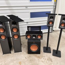 Klipsch Dolby Atmos 5.0.2 Surround System speaker With Subwoofer And Speaker Stand 