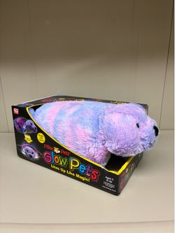 Pillow Pets Glow Pets Shimmering Seal Plush 15" Light Up 2013 NIB Pink Purple