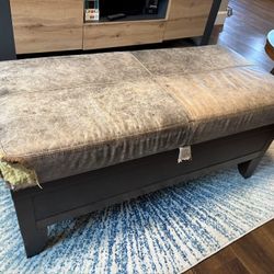 Padded Storage Bench - Some Damage To Upholstery 