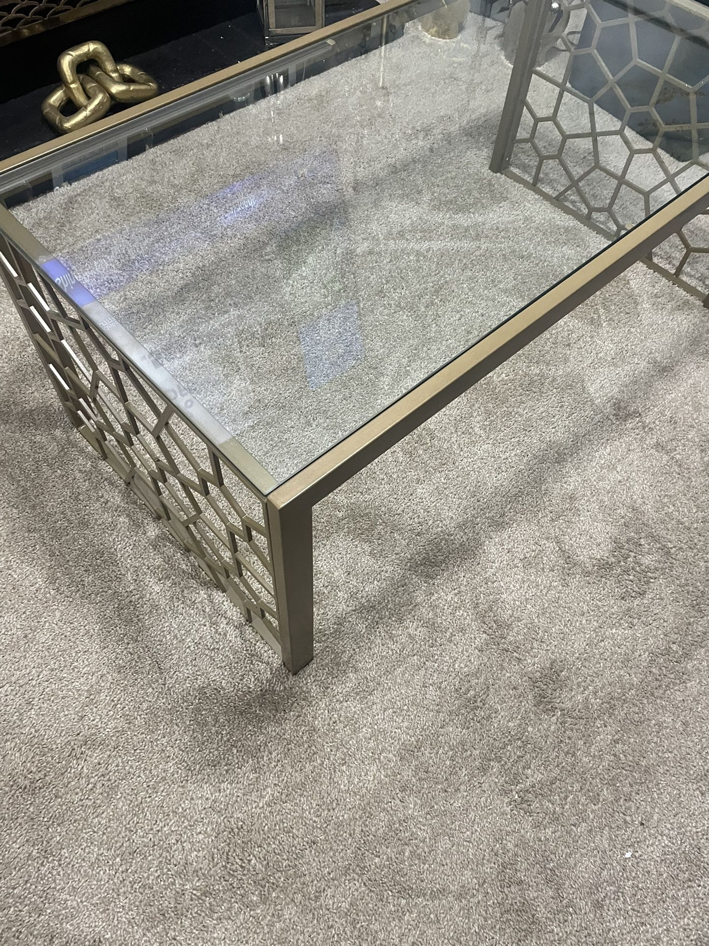 Gold And Glass Rectangular Coffee Table