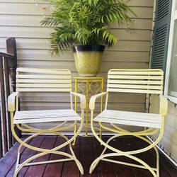 Original Vintage MCM (1950's) Steel Framed with Heavy Duty Plastic Strapping Outdoor