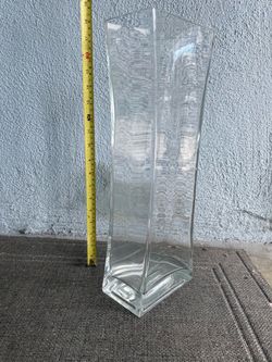 Tall Clear Glass Square Vase