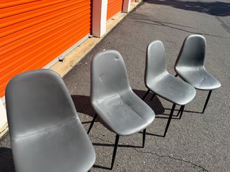 Set of 4 Gray Faux Leather Dining Chairs
