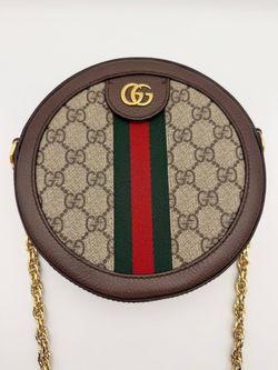 Gucci GG Supreme Ophidia Round Mini Shoulder Bag Coated Canvas Beige Handbag