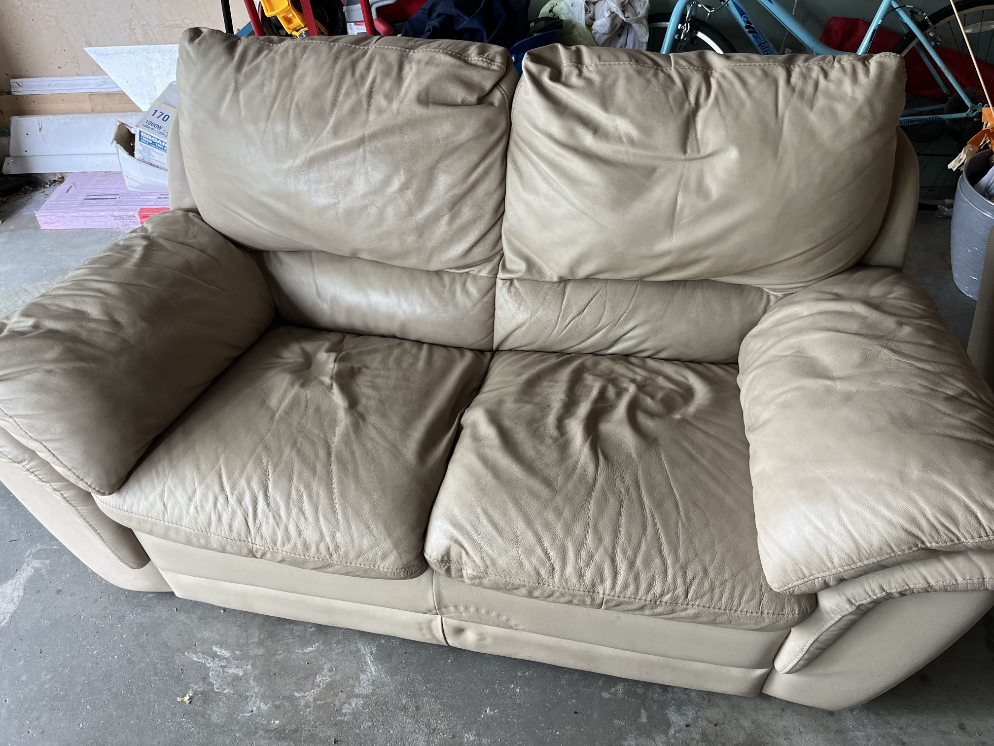 Leather Loveseat With Wood Table Set And Twin Xl Mattress  Set 
