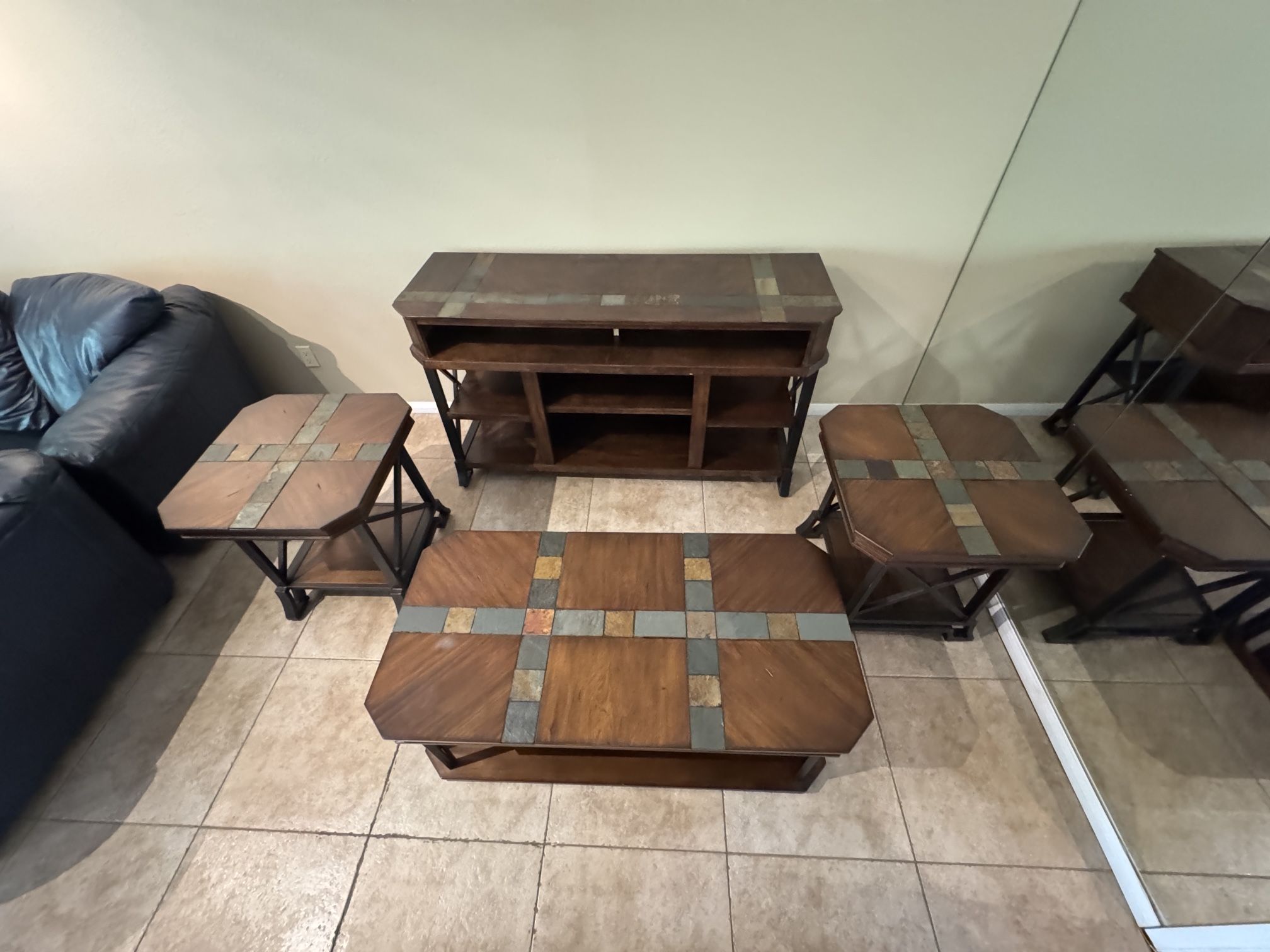 Console, Coffee Table, and End Table Set