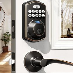 Fingerprint Door Lock with 2 Lever Handles