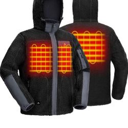 KINGS TREK Heated Jacket Fleece for Men, Windproof Sherpa Heating Coat