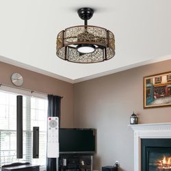 Caged Ceiling Fans with Lights Chandelier