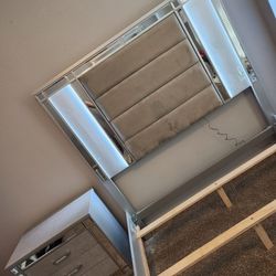 Queen Sized LED Grey And Mirror Styled Bedroom Set