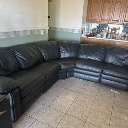 Large Black Leather Couch