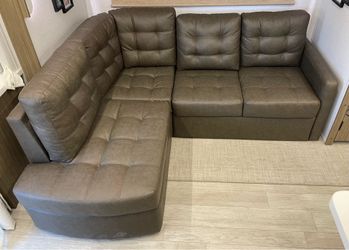 Faux Leather Pull Out Sectional
