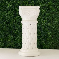 2 Pack White Crystal Beaded Pedestal Stand French Inspired Pillar With 10mm Crystal Studs
