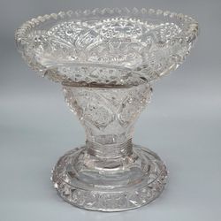 Vintage Trifle Centerpiece Pedestal Bowl Vase Lead Crystal 8" Pinwheel