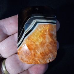 Stunning Orange  & Black Quartz Pendant