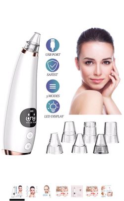 Blackhead Remover, Juya Electric Facial Pore Cleaner Facial Deep Cleaner with 6 Probes USB Rechargeable LCD display for Microdermabrasion Acne Grease