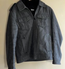 GUESS DOUBLE ZIP FOUR POCKET WOOL HOODIE JACKET