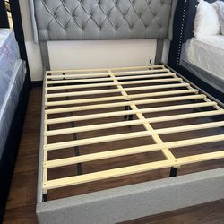 Platform gray Queen size bed frame