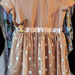 NEW Official Pokémon Eevee Costume/Dress w/Ears & Face Hood, Girl's Size 2X/XXL