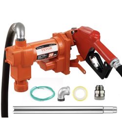 VEVOR Fuel Transfer Pump, 12V DC 20 GPM 1/4 HP, Gasoline Extractor Pump with Automatic Nozzle, Discharge Hose & Suction Pipe for Gasoline, Diesel, Ker
