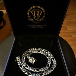 Silver Fígaro Chain Dipped In Rhodium 24 Inches 