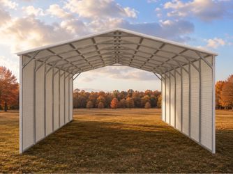 Get extra protection from the weather with this spacious 24Ć35Ć9 Carport with BOTH SIDES ENCLOSED!