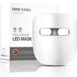 NEW hime sama Led Face Mask, Red Light Mask for Face, FSA/HSA Eligible, Infrared, Red & Blue Light Mask for Skin Care, Wrinkle Reduction, Wireless Fac