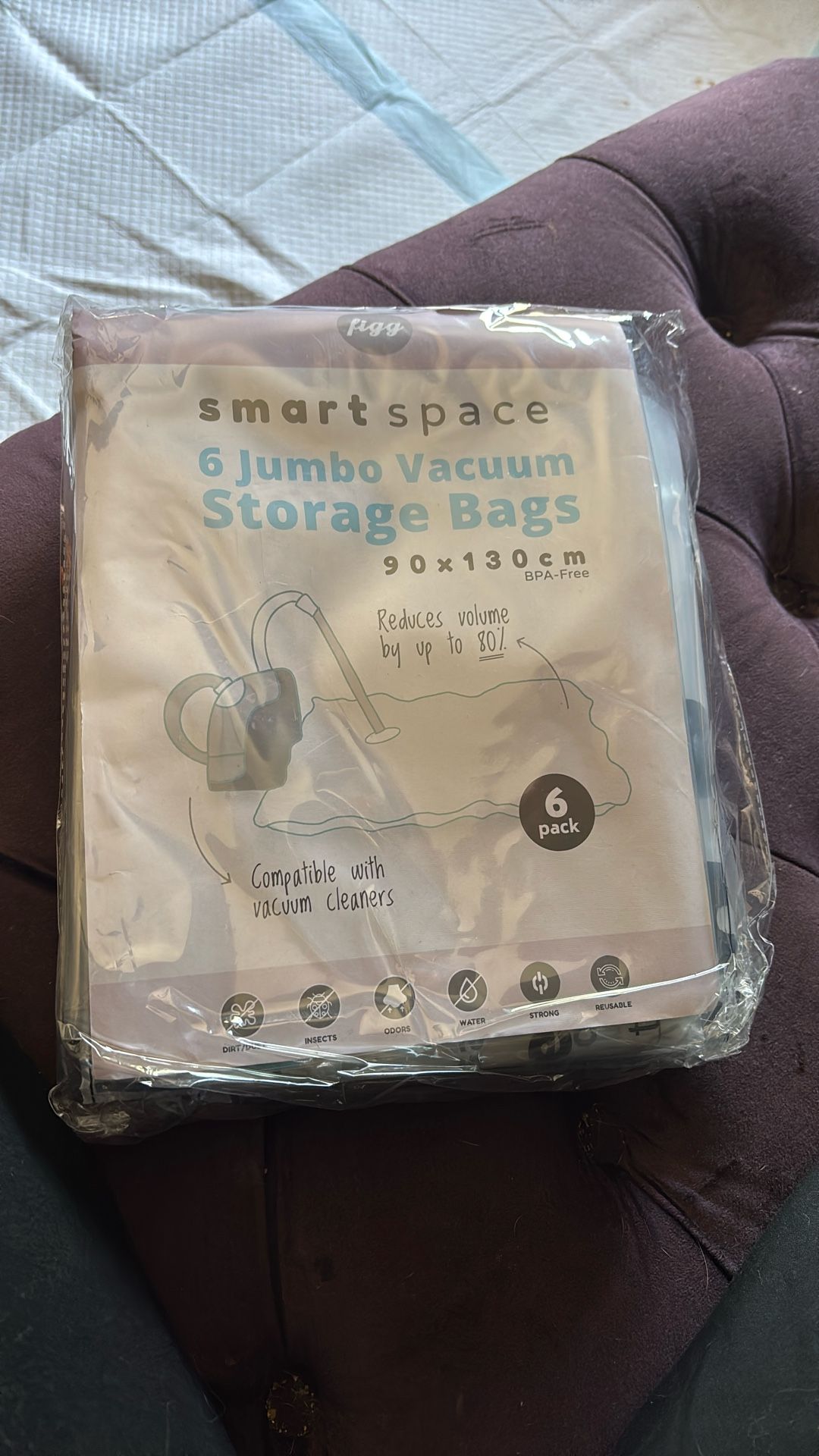 8 Packs Of 6 Jumbo Vacuum Storage Bags