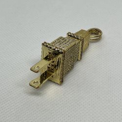 14k Gold Plated Silver Plug Hollow Iced Out CZ’s 