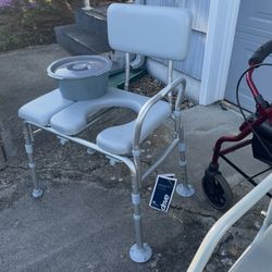 Padded Transfer Bench With Commode