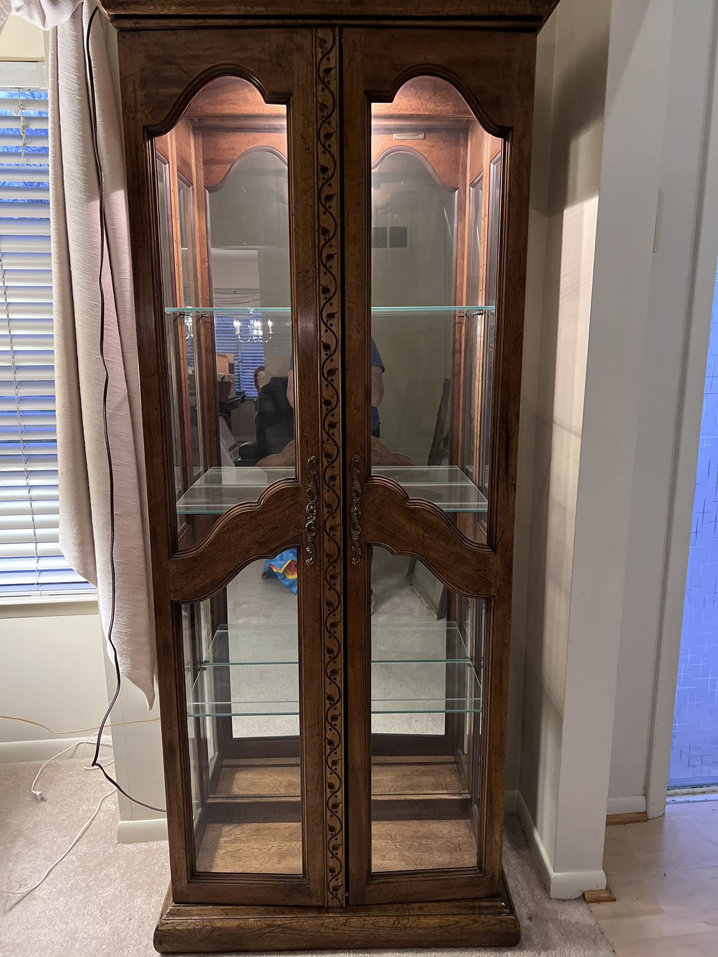 Wooden Lighted China Curio Caninet