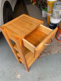 Wood Nightstand with Drawer and Shelf