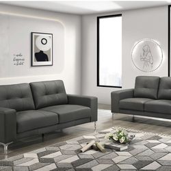 Modern Leather Sofa And Loveseat Set Brand New