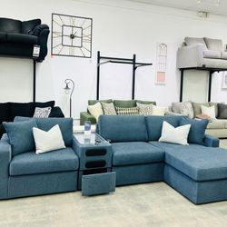 MODMAX 3PC MODULAR SECTIONAL W AUDIO CONSOLE NUVELLA FABRIC IN 4COLORS!!