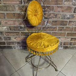Vintage Delta Metal Industries Mid Century Vibrant Yellow Vanity Chair 