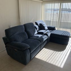 Playhouse Blue Sectional With Power Recliners And Chaise Lounge!
