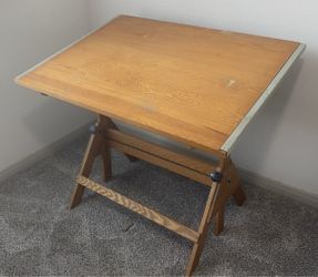 Vintage Oak Drafting Table