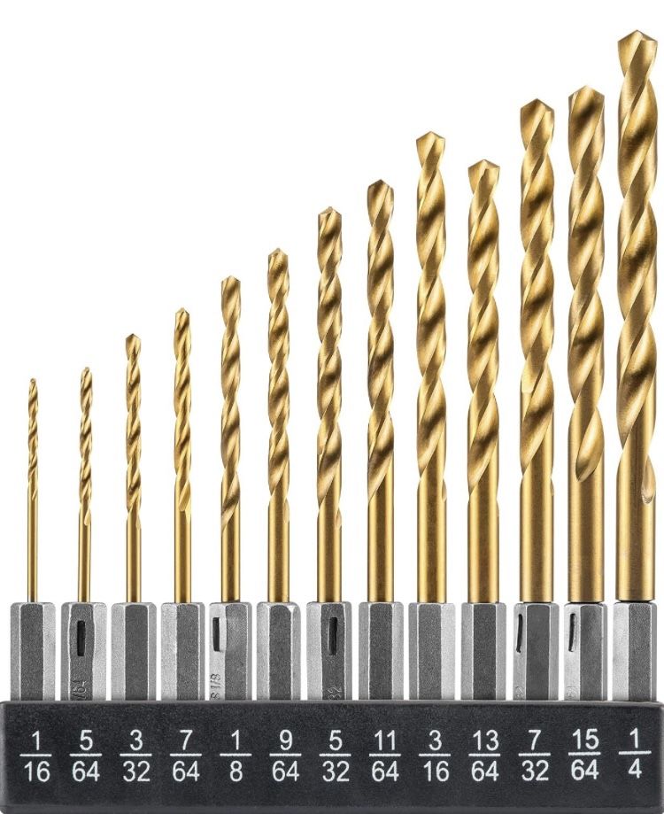 13-Piece Titanium Twist Drill Bit Set
