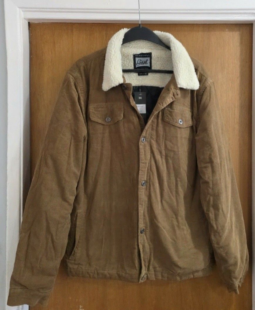 Men's Brown Jacket Corduroy XL Sherpa
