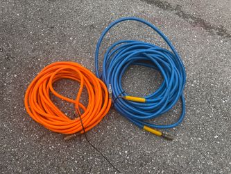Lot of 2 PVC Air Compressor Hoses 3/8" ID 300 PSI Orange Blue Pneumatic Lines