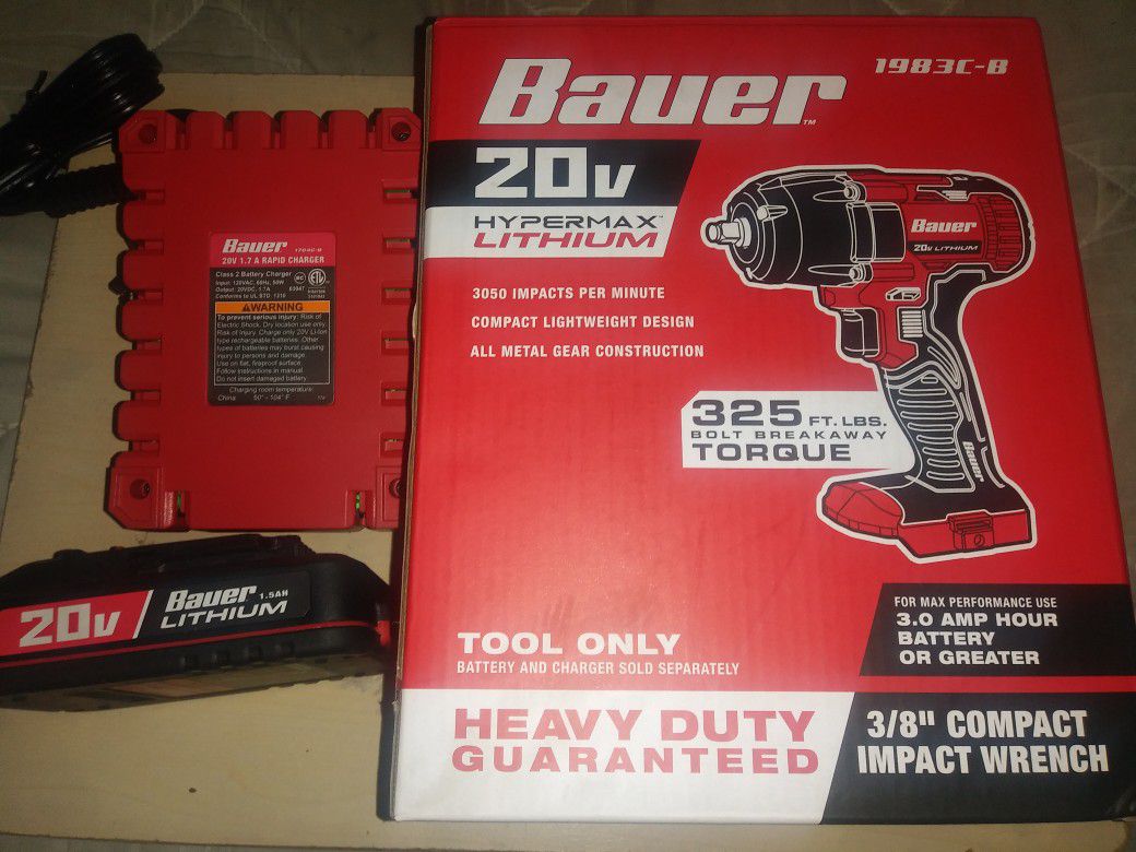 Bauer 20v Hypermax Lithium 3/8 Compact Impact Wrench 1983c-b