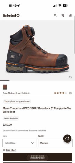 🥾 Men's Timberland PRO® BOA® Boondock 6" Composite Toe Work Boot (Excellent Condition)