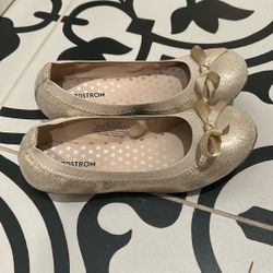 Girls Nordstrom Ballet Flats - Gold- Size 13m- Style Elise