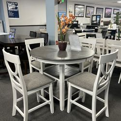 White/ Gray Counter Height Dining Set 