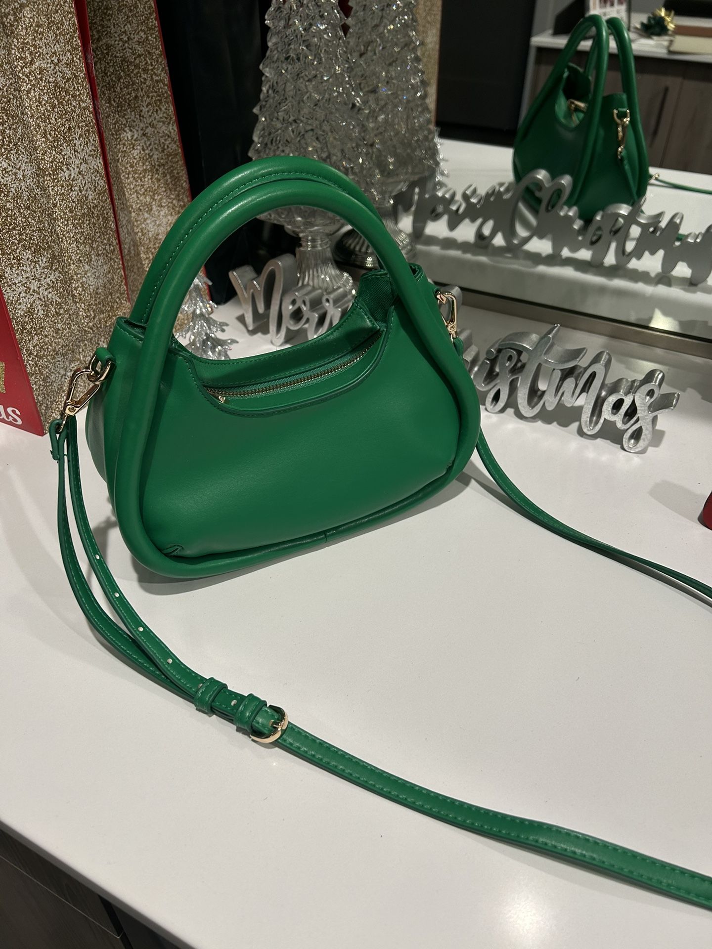 Brand New Green Gold Accent Purse Crossbody Handle Purse